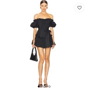 LOVESHACKFANCY BLACK MINI ESTINE DRESS